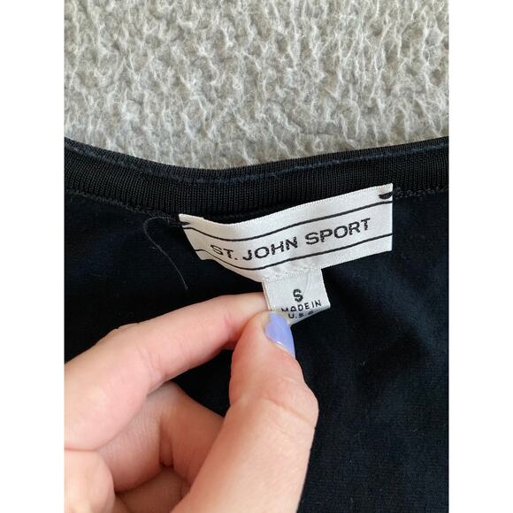 St. John Sport Top Small Short Sleeve Round Neck Raglan T Shirt Black Classic - Picture 6 of 12